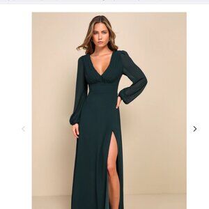 Lulus Emerald Green Lace-Up Maxi Dress - Size L